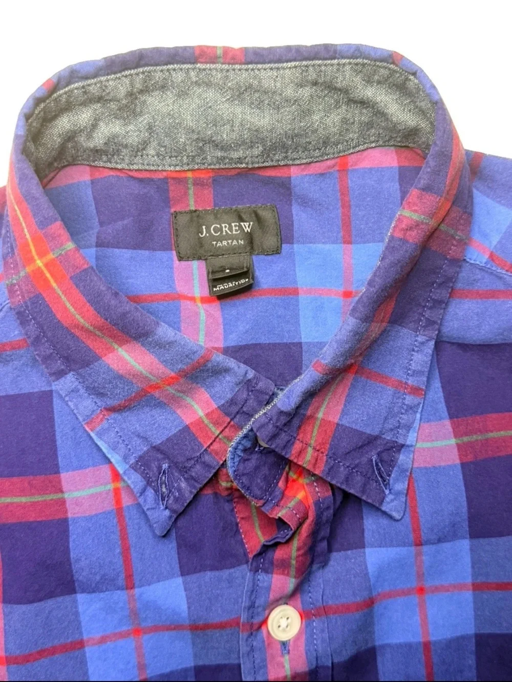 J. Crew Blue and Red Plaid Button-Down Shirt